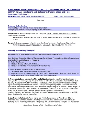 Examples:  Enduring Understanding  Flipping a figure into a mirror image creates a reflection.