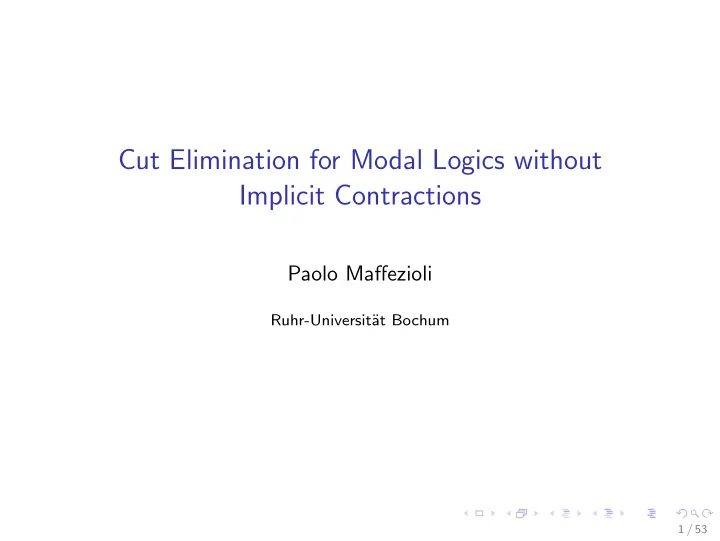 cut elimination for modal logics without implicit