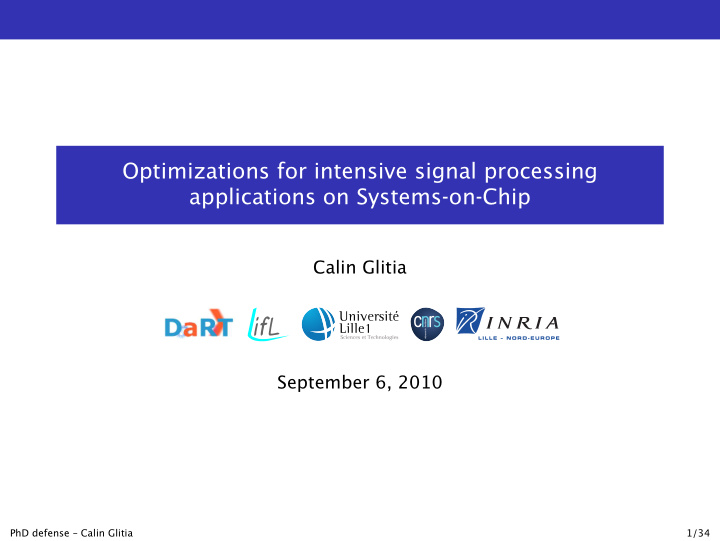 optimizations for intensive signal processing