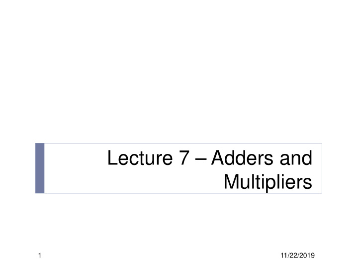 lecture 7 adders and multipliers