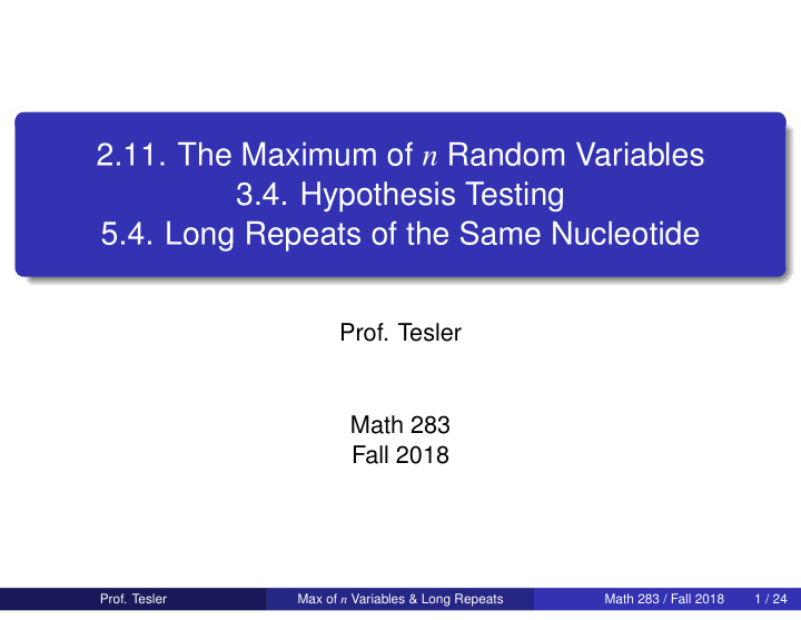2 11 the maximum of n random variables 3 4 hypothesis