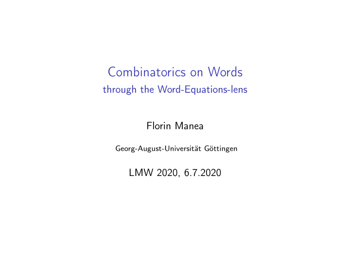 combinatorics on words