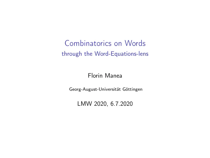 combinatorics on words