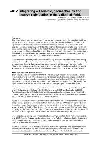 shows well-resolved changes at the top and base reservoir that result from the chalk hardening
