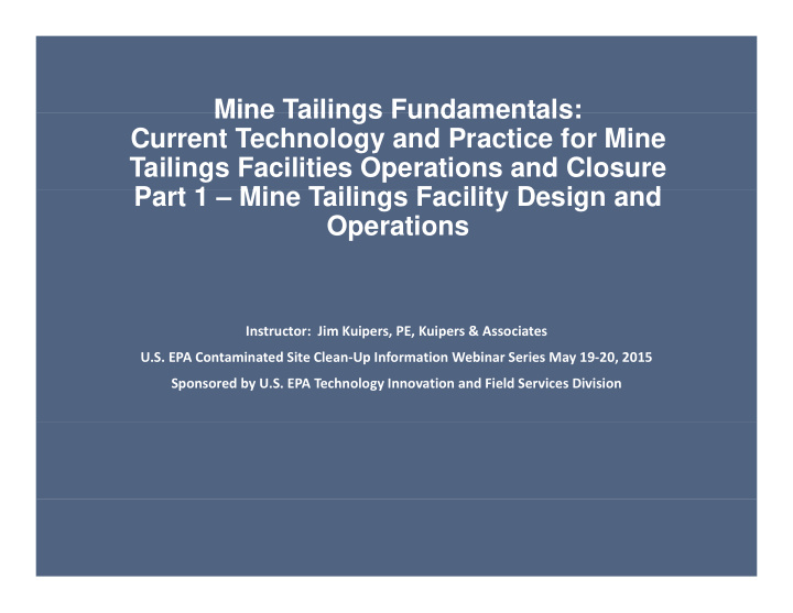 mine tailings fundamentals mine tailings fundamentals