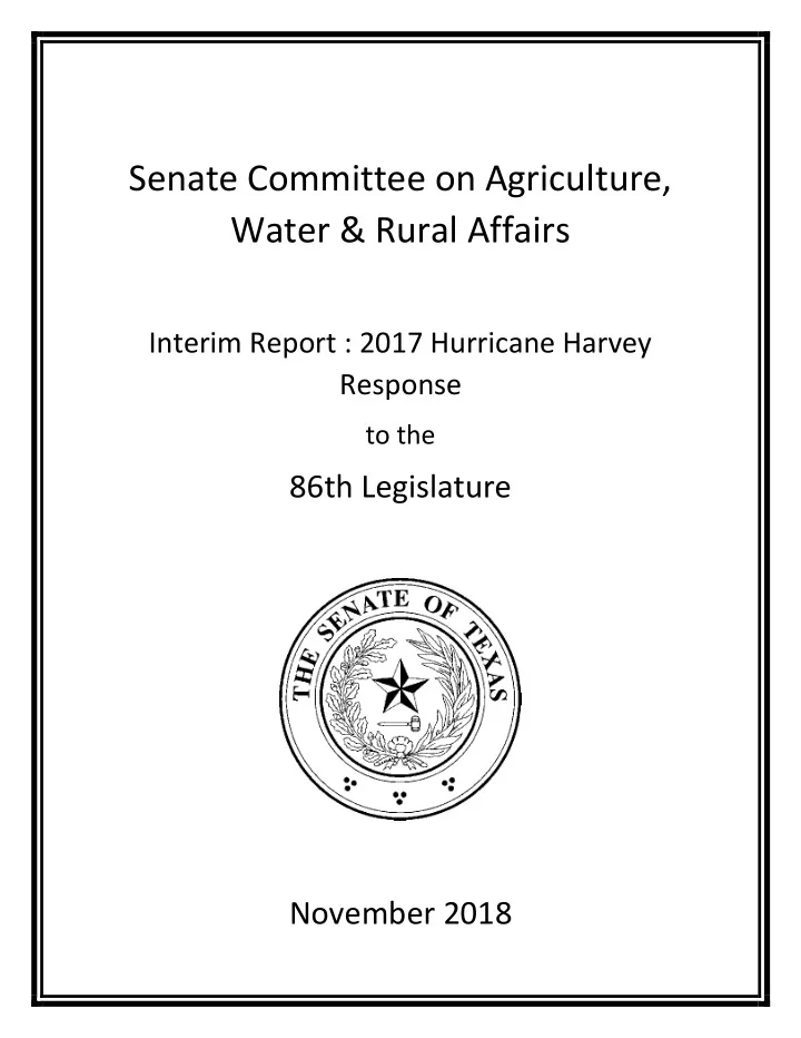 senate committee on agriculture water rural affairs