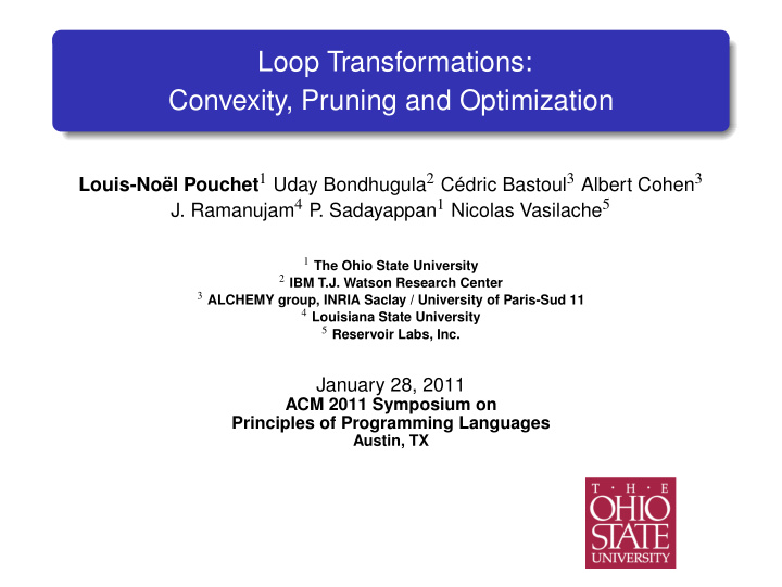 loop transformations convexity pruning and optimization