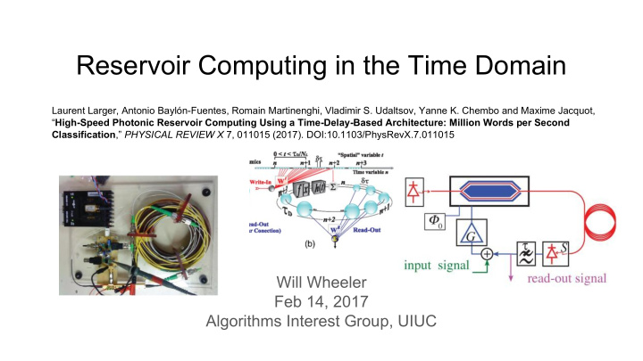 reservoir computing in the time domain