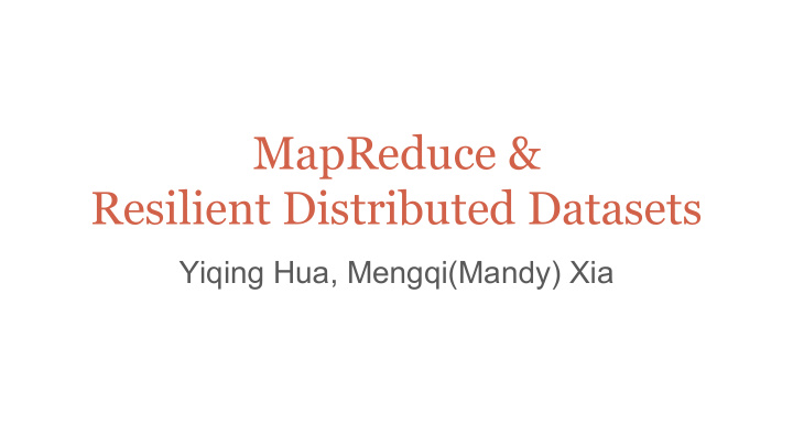 mapreduce resilient distributed datasets