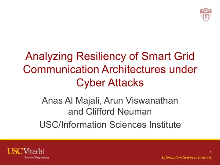 analyzing resiliency of smart grid communication