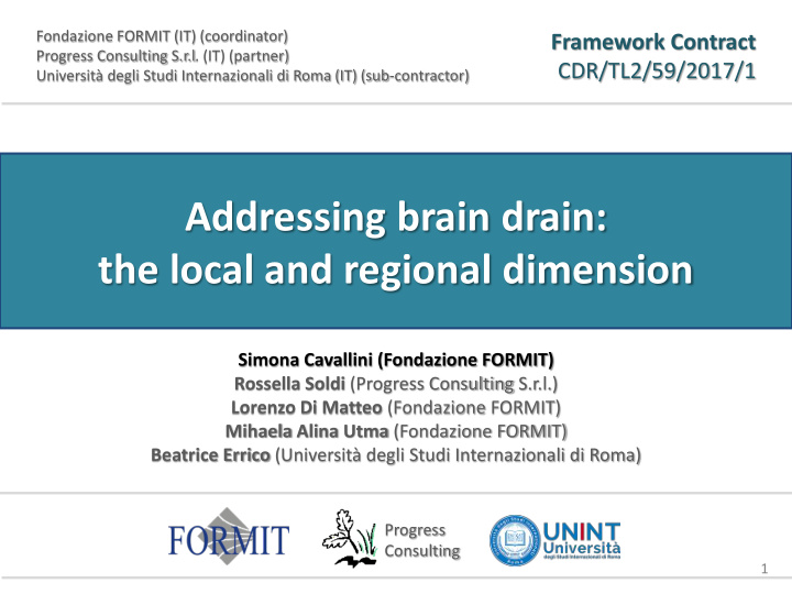 addressing brain drain the local and regional dimension