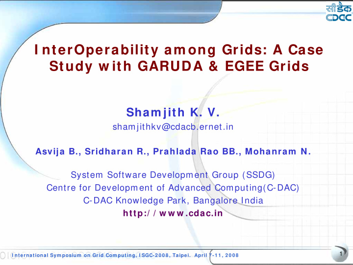 i nteroperability am ong grids a case study w ith garuda