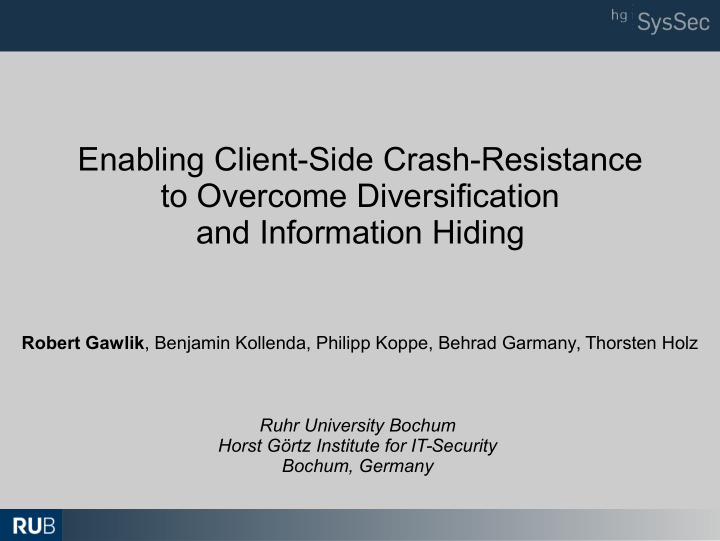 enabling client side crash resistance to overcome