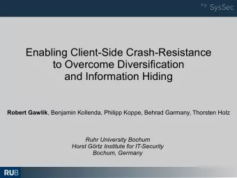 Enabling Client-Side Crash-Resistance  to Overcome Diversification  and Information Hiding Robert
