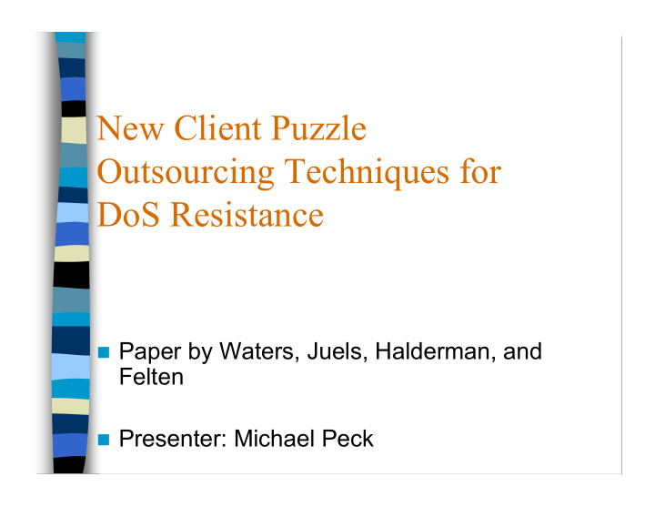 new client puzzle outsourcing techniques for dos