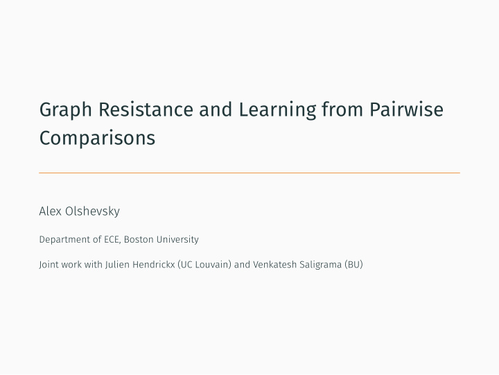 graph resistance and learning from pairwise comparisons