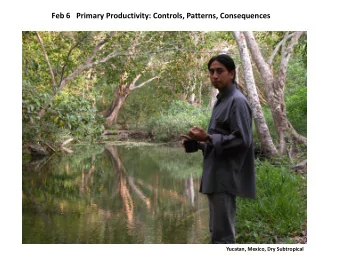 Feb 6   Primary Productivity: Controls, Patterns, Consequences  Yucatan, Mexico, Dry Subtropical