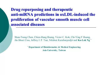 Drug repurposing and therapeutic  anti-miRNA predictions in oxLDL-induced the  proliferation of