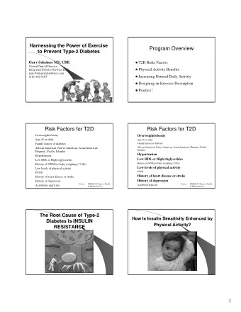 Program Overview  to Prevent Type-2 Diabetes  Gary Scheiner MS, CDE  T2D Risks Factors