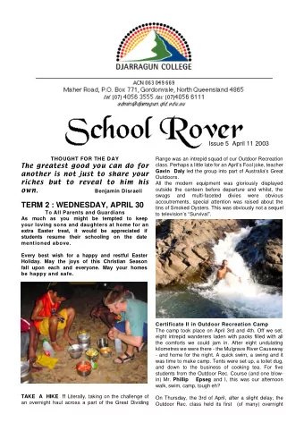 TERM 2 : WEDNESDAY, APRIL 30  tins of Smoked Oysters. This was obviously not a sequel  To All