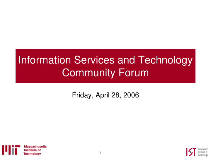 information services and technology community forum