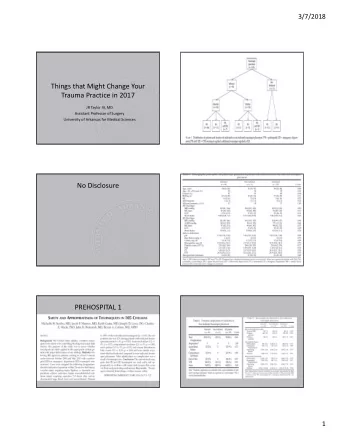 Things that Might Change Your Trauma Practice in 2017 JR Taylor III, MD Assistant Professor of