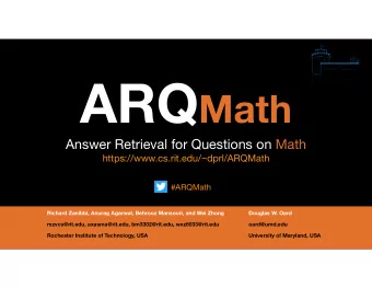 Goals   Advance math-aware search Advance semantic analysis of mathematical notation and