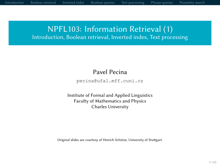 npfl103 information retrieval 1