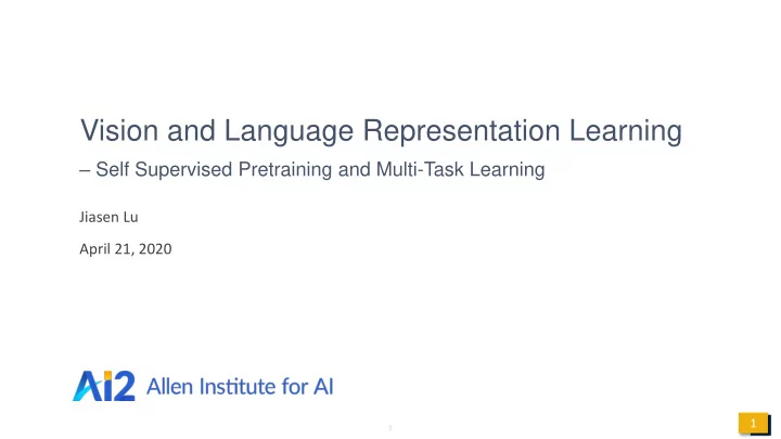 vision and language representation learning