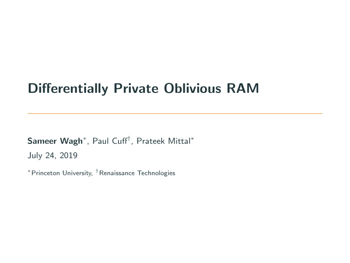 differentially private oblivious ram