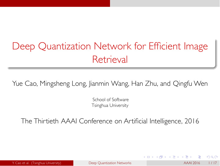 deep quantization network for efficient image retrieval