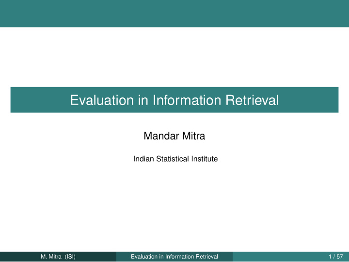evaluation in information retrieval