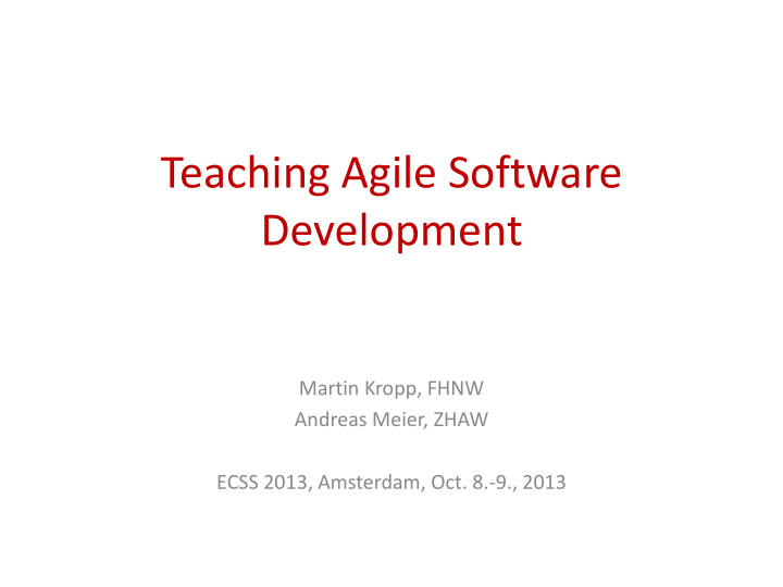 teaching agile software