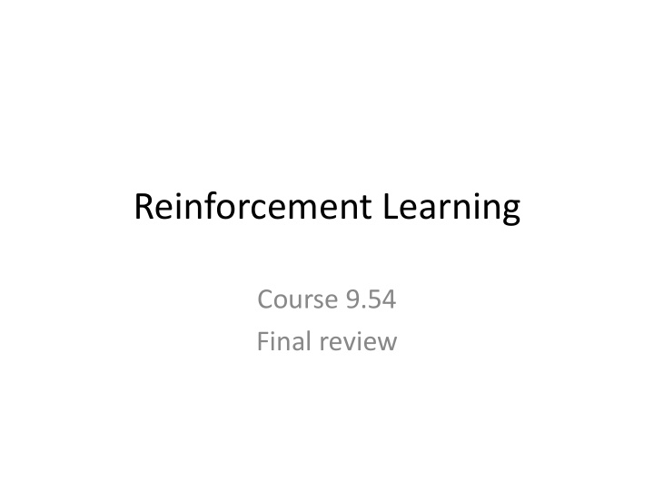 reinforcement learning