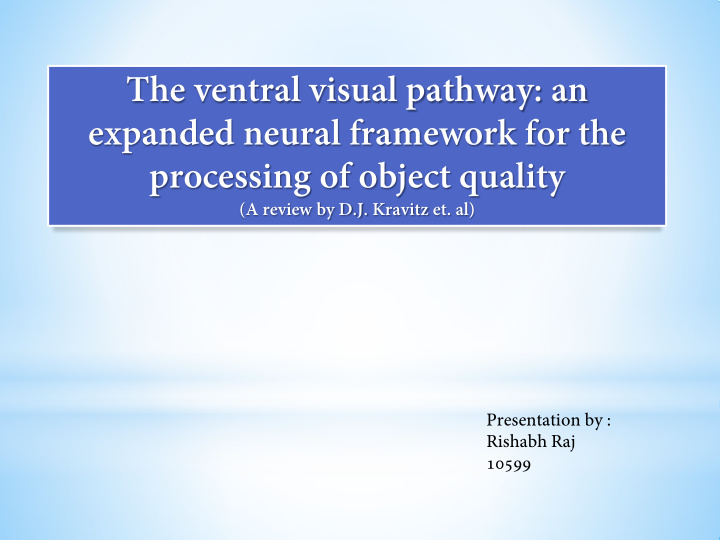 the ventral visual pathway an expanded neural framework