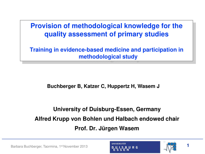 provision of methodological knowledge for the quality