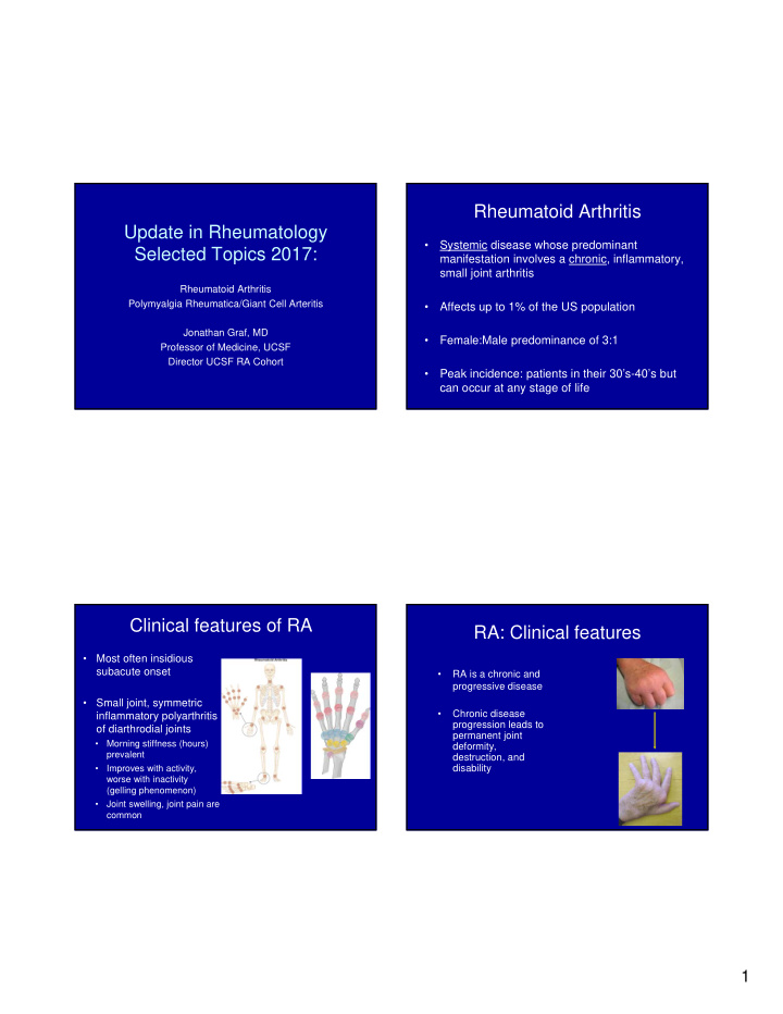 rheumatoid arthritis update in rheumatology