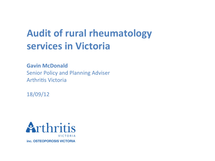 audit of rural rheumatology services in victoria