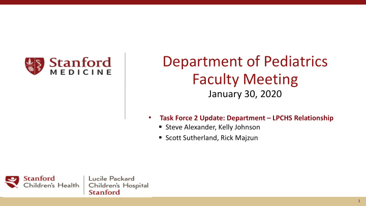 department of pediatrics faculty meeting