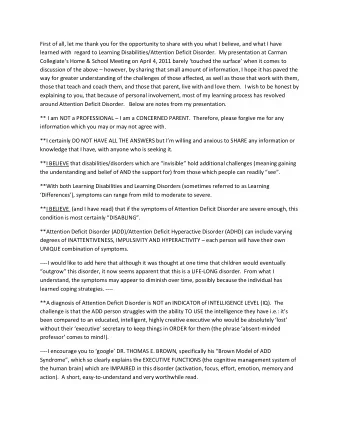 First of all, let me thank you for the opportunity to share with you what I believe, and what I