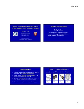 3/12/2019  Conflict of Interest Disclosure  Enhanced Assessment of Right Ventricular Function in