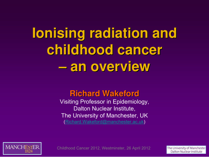 ionising radiation and ionising radiation and childhood
