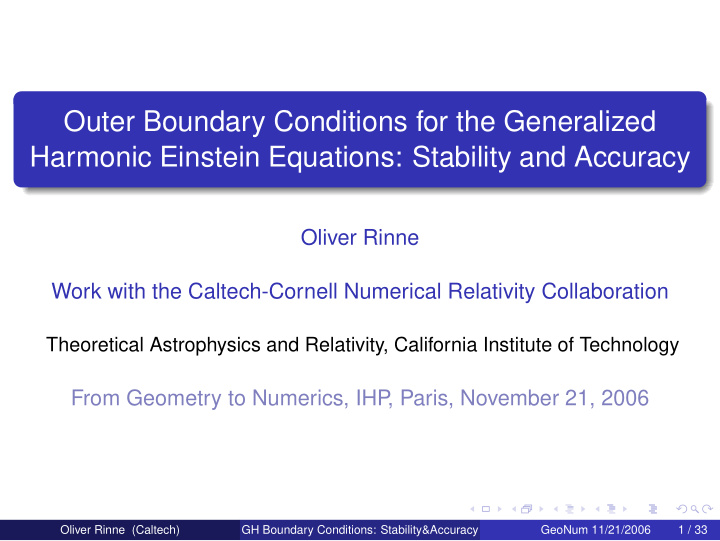outer boundary conditions for the generalized harmonic