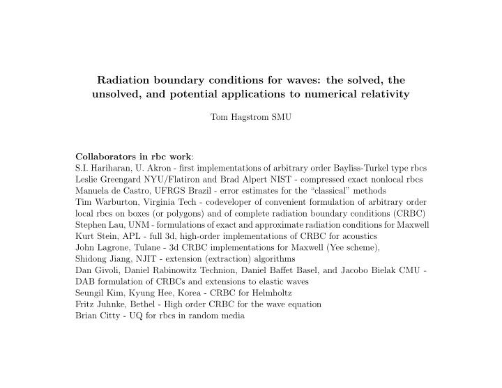 radiation boundary conditions for waves the solved the