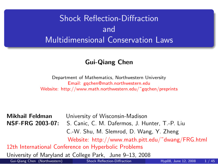 shock reflection diffraction and multidimensional