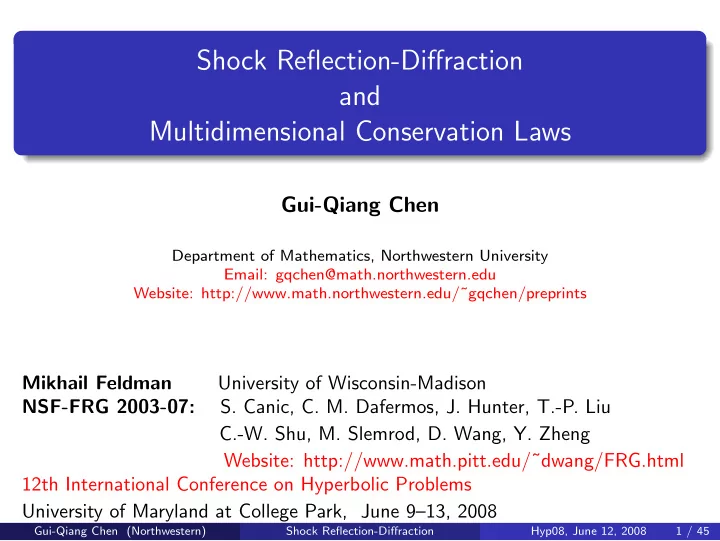 shock reflection diffraction and multidimensional