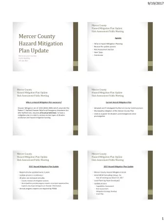 Plan Update  Risk Assessment Section  Next Steps  Conclusion  Risk Assessment Section