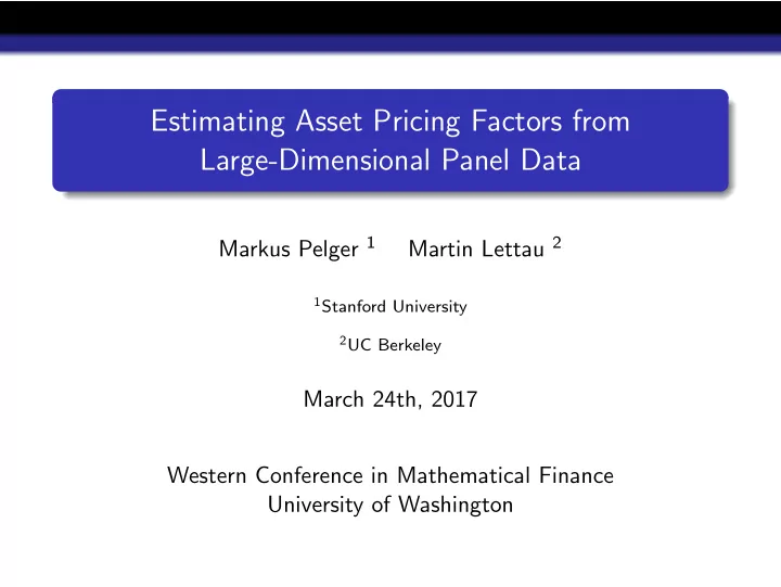 estimating asset pricing factors from large dimensional