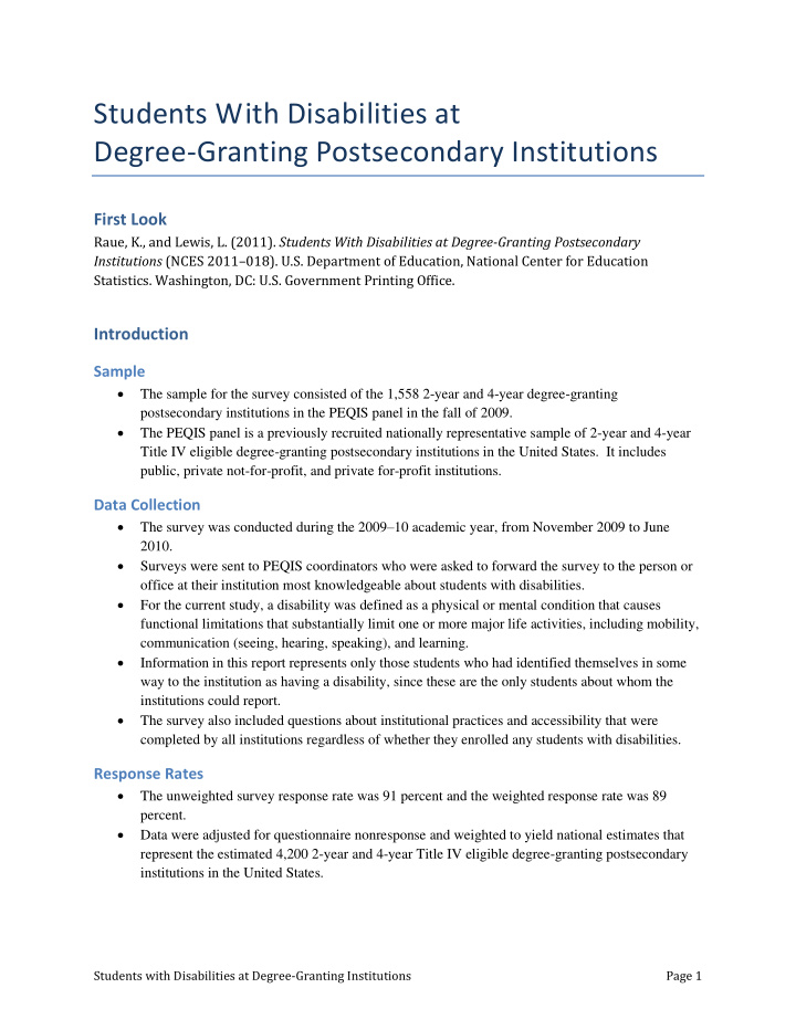 students with disabilities at degree granting