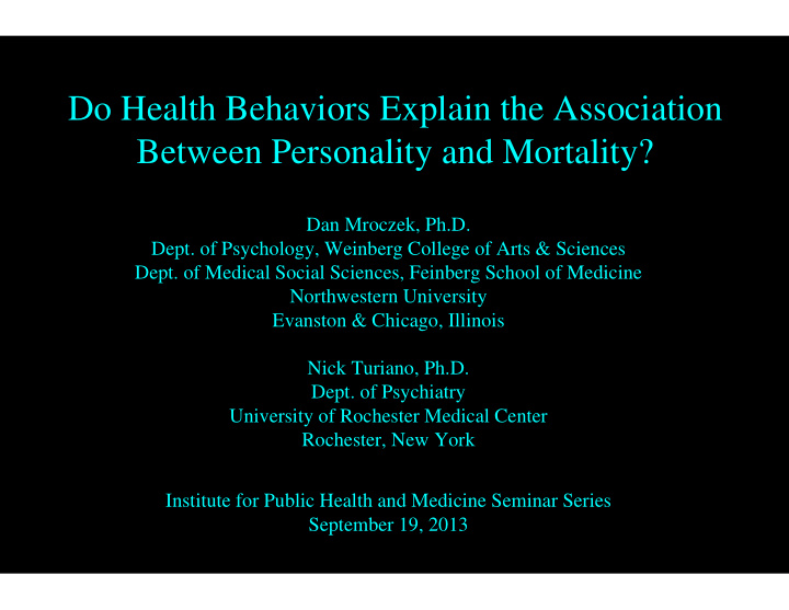 do health behaviors explain the association between